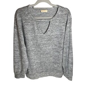 Bobbie Brooks Women's Gray V-Neck Long Sleeve Top Plus Size 2X Cozy Sweater Soft